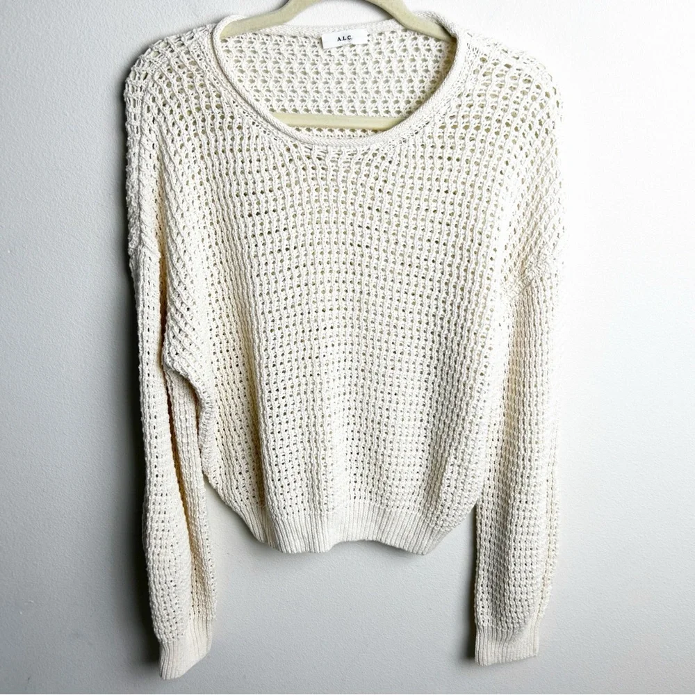 A.L.C. Ivory Open Knit Laney sweater size: M - Picture 2 of 9